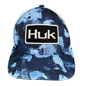 Huk Performance Huk'd‎ Up Mens Blue Camo White Mesh Trucker Hat Snapback Yupoong